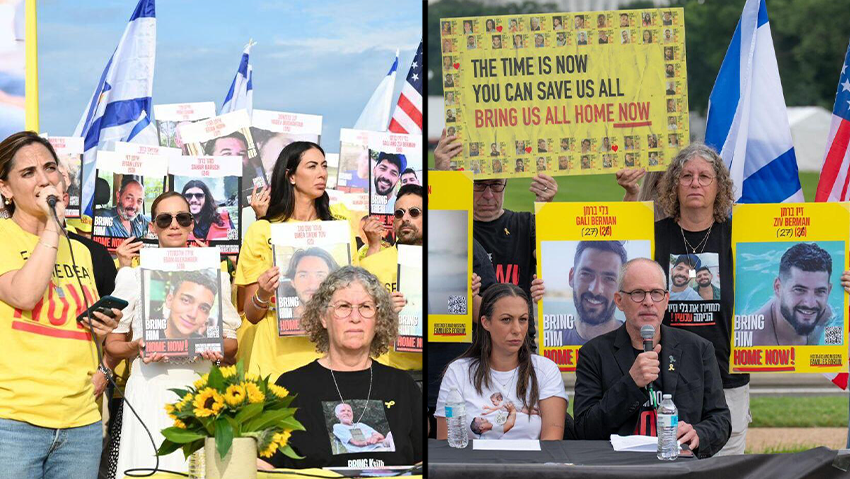 קית' סיגל בהצהרה של משפחות החטופים ושורדי שבי בוושינגטון, הפגנה נגד בנימין נתניהו בקריאה לעסקת שחרור חטופים מול הקפיטול בוושינגטון, ארה"ב