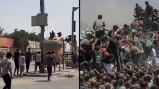 עזתים מתנפלים על משאיות עם סיוע הומניטרי בציר מורג, תיעוד: גניבת משאיות עם סיוע הומניטרי בדיר אל-בלח
