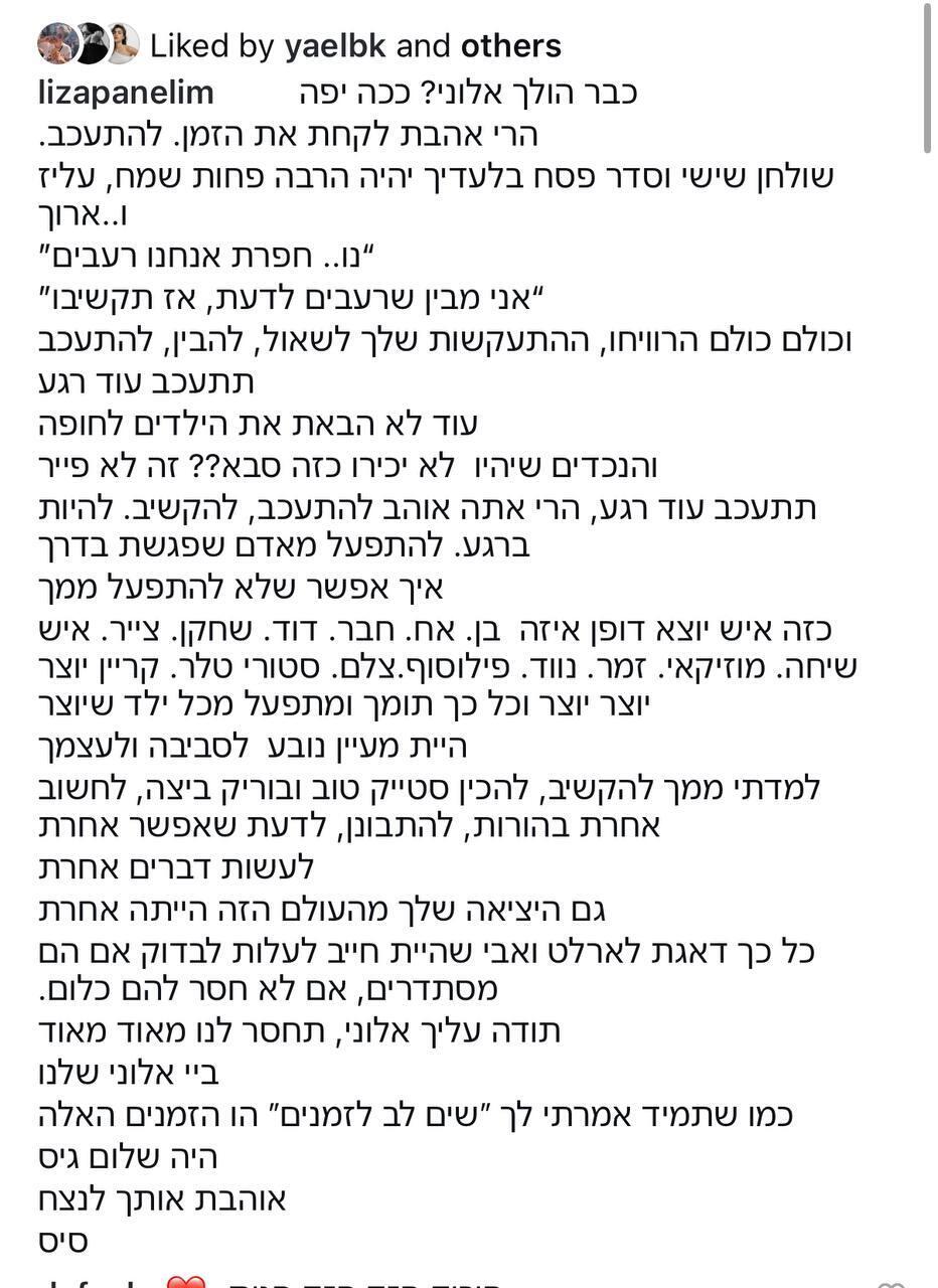 אלון אבוטבול פוסט פרידה לייזה פאנלים
