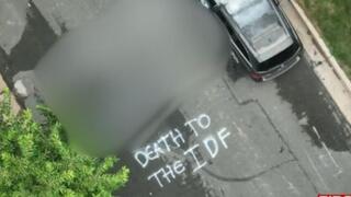 כתובת "מוות לצה"ל" מחוץ לבית במיזורי, ארצות הברית