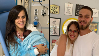 מימן: המיילדת נגה גור אריה עם אחיינה אלון אהל, משמאל: היולדת עדי פרץ ובנה, שנקרא על שמו של אלון