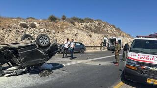 זירת תאונת הדרכים בכביש 611