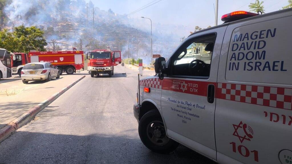 שריפה בכביש 1, באזור מבשרת ציון