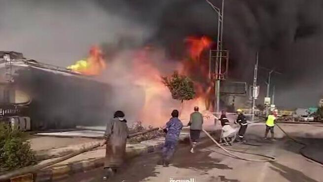 После удара ЦАХАЛа по Йемену: горят цистерны с нефтью רחוב א-סתין צנעא תימן חברת נפט תקיפה אווירית צה"ל