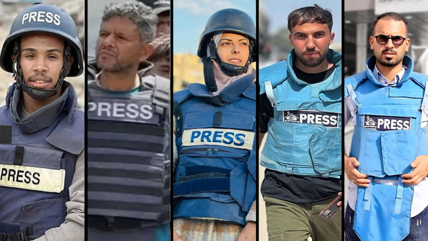 עיתונאים עזתים  שנהרגו בתקיפה בביה"ח נאסר בחאן יונס, רצועת עזה