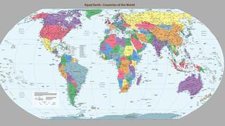 מפה מפת העולם עולם בגרסת Equal Eearth כדור הארץ השוויוני