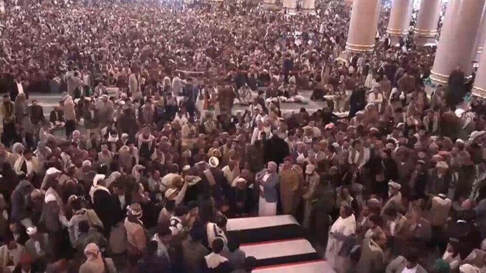 הלוויה צנעא תימן של בכירים שחוסלו בממשלה של ה חות'ים