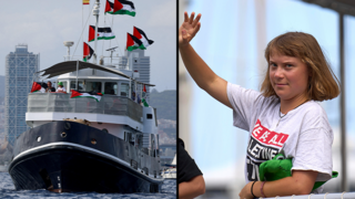 הפעילה גרטה טונברג על ספינה משט ל עזה הפלגה מ ברצלונה 31 בדצמבר