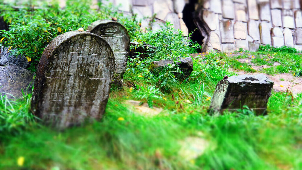 מצבות בבית הקברות היהודי העתיק בעיירה הפולנית קז'מייז' דולני