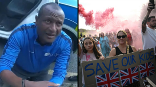 בריטניה הפגנות נגד מהגרים מלון בל