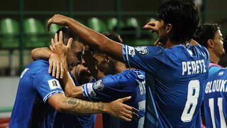 שחקני נבחרת ישראל חוגגים