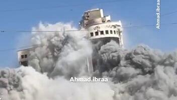 נפילת בניין א-רואיא בעיר עזה