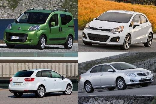 למעלה מימין, עם כיוון השעון: קיה ריו, טויוטה קורולה, סיאט איביזה FLOW, פיאט קובו / צילומים: יצרניות