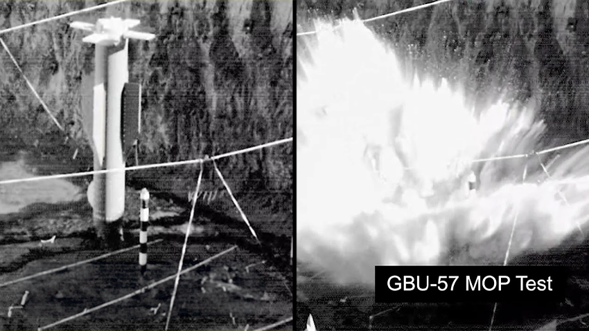 ניסוי של צבא ארה"ב ב פצצה חודרת בונקרים MOP GBU-57 בשנת 2020