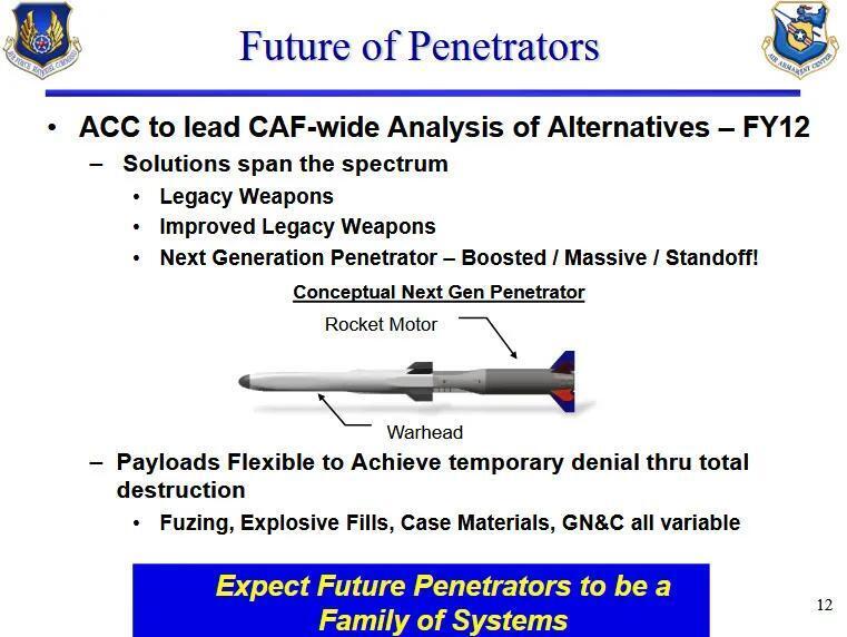 שקופית על פצצה עתידית שמפתח צבא ארה"ב מפצחת בונקרים NGP