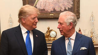 US President Donald Trump and First Lady Melania Trump meet with then-Prince Charles and his wife Camilla at Clarence House in central London during a state visit in 2019