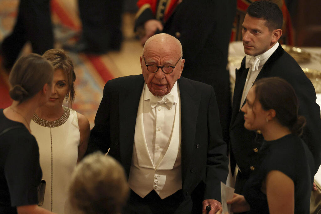 Photo: Phil Noble/Pool Photo via AP רופרט מרדוק בארוחת ערב לכבוד טראמפ טירת ווינדזור בריטניה