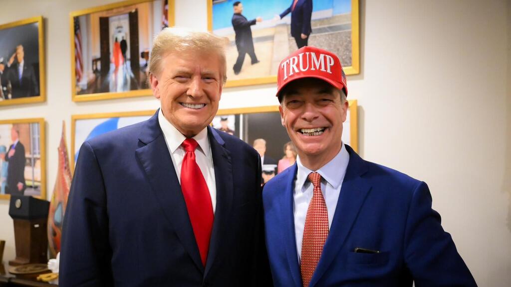 נייג'ל פראג' עם דונלד טראמפ בצילום שפראג' שיתף אחרי ניצחון טראמפ בבחירות לנשיאות ארה"ב בנובמבר 2024