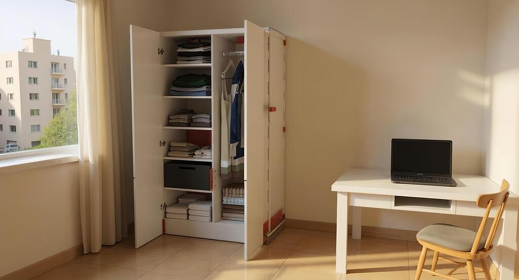 Don’t let the closet fool you — within five seconds it turns into a shelter (Photo: Holon Institute of Technology) Don’t let the closet fool you — within five seconds it turns into a shelter