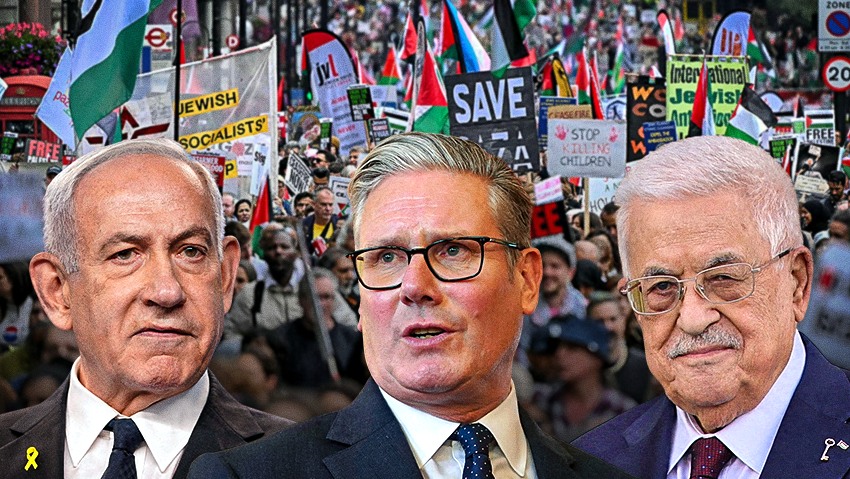 Benjamin Netanyahu, Keir Starmer, Mahmoud Abbas 