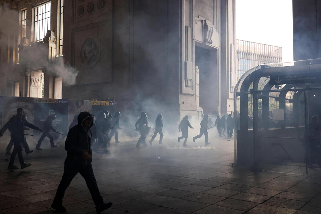 מחאה פרו-פלסטינית במילאנו 