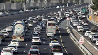 פקקים באזור פולג בערב ראש השנה