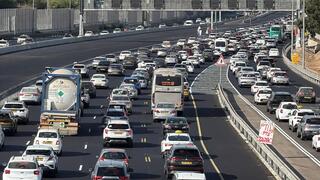 פקקים באזור פולג בערב ראש השנה