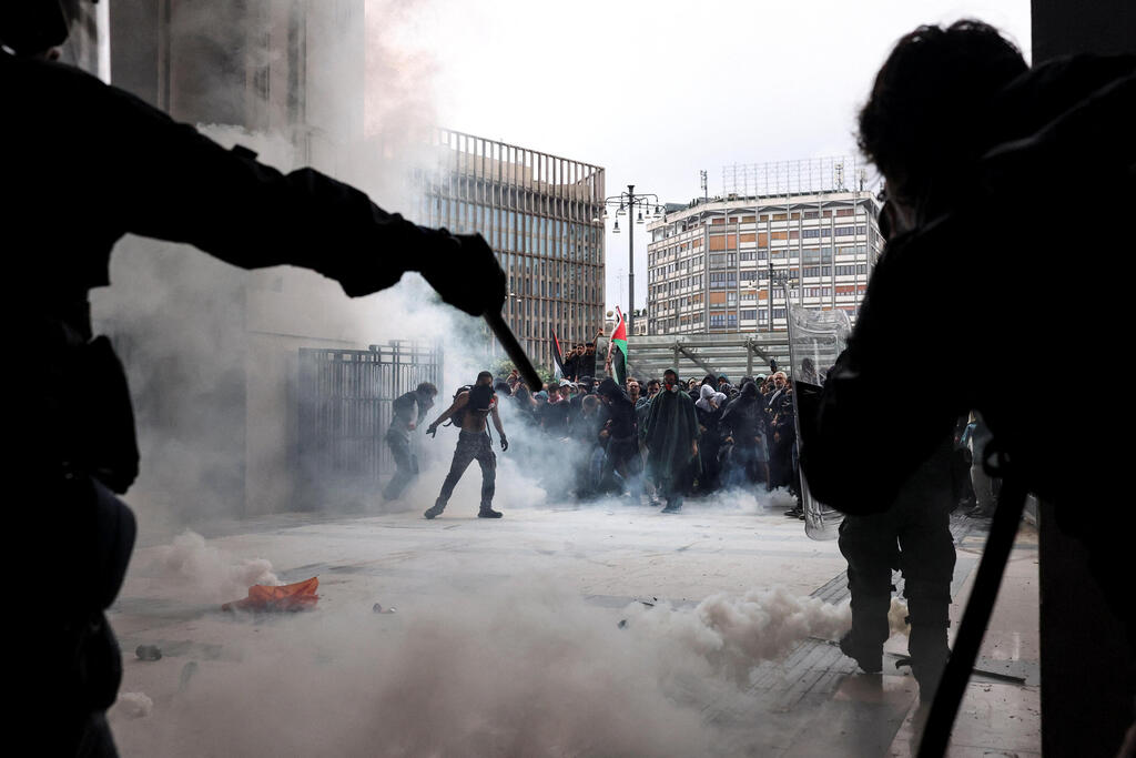מחאה פרו-פלסטינית במילאנו 