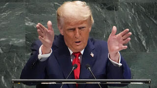 נשיא ארה"ב דונלד טראמפ נואם בעצרת הכללית של האו"ם בניו יורק
