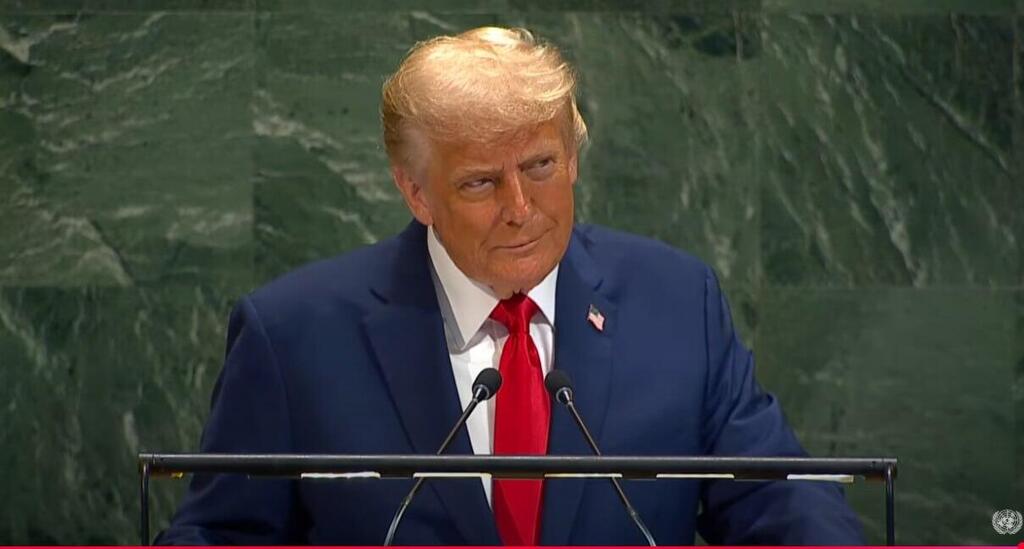 US President Donald Trump addresses UN General Assembly (Photo: UN) נשיא ארה"ב דונלד טראמפ נואם בעצרת הכללית של האו"ם בניו יורק
