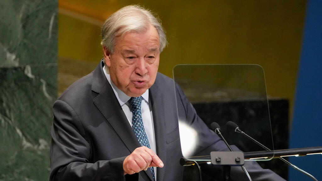 U.N. Secretary-General Antonio Guterres (Photo: Angelina Katsanis/ AP) אנטוניו גוטרש, מזכ"ל האו"ם, בעצרת הכללית של האו"ם בניו יורק
