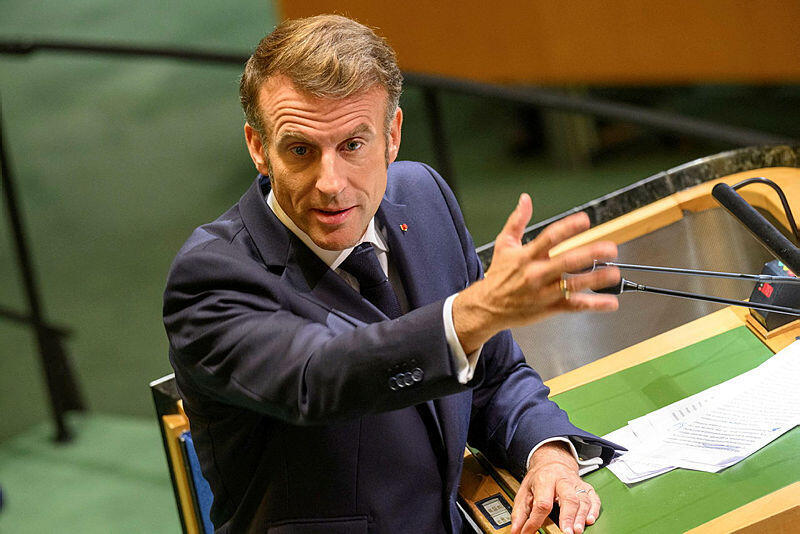 French President Emmanuel Macron (Photo: AFP) נאום נשיא צרפת עמנואל מקרון בכינוס העצרת הכללית של האו"ם
