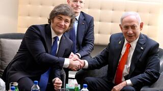ראש הממשלה נתניהו עם נשיא ארגנטינה חאבייר מיליי, בזמן ביקורו בניו יורק