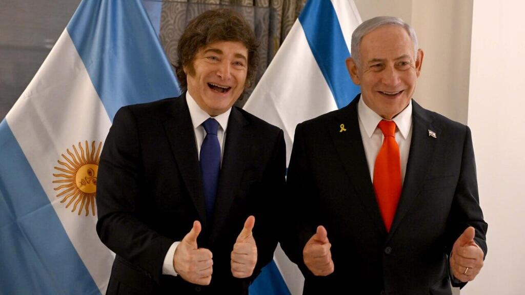 Хавьер Милей, Биньямин Нетаниягу (Фото: Ави Ахайон, ЛААМ) ראש הממשלה נתניהו עם נשיא ארגנטינה חאבייר מיליי, בזמן ביקורו בניו יורק