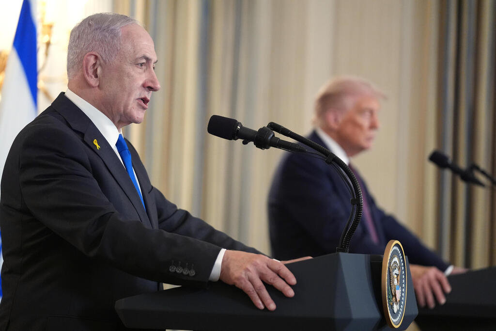  טראמפ ונתניהו במסיבת עיתונאים בבית הלבן