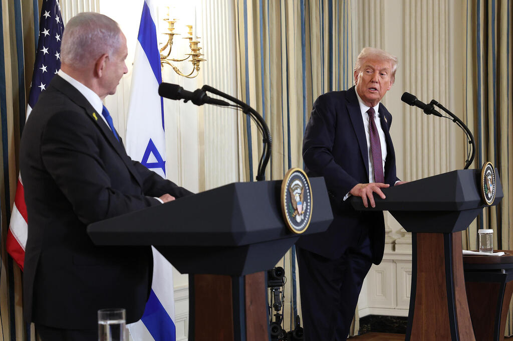  טראמפ ונתניהו במסיבת עיתונאים בבית הלבן