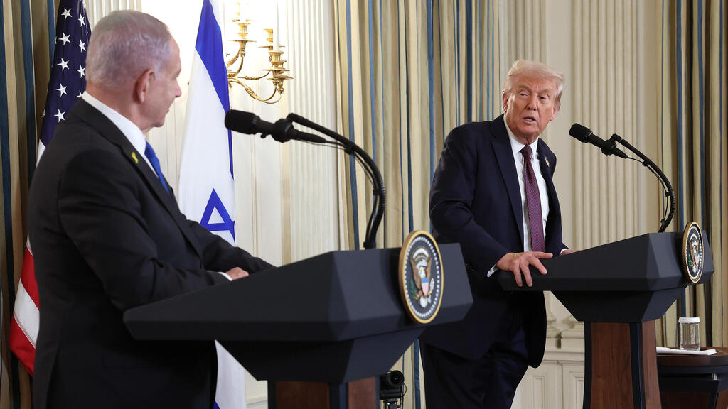  טראמפ ונתניהו במסיבת עיתונאים בבית הלבן