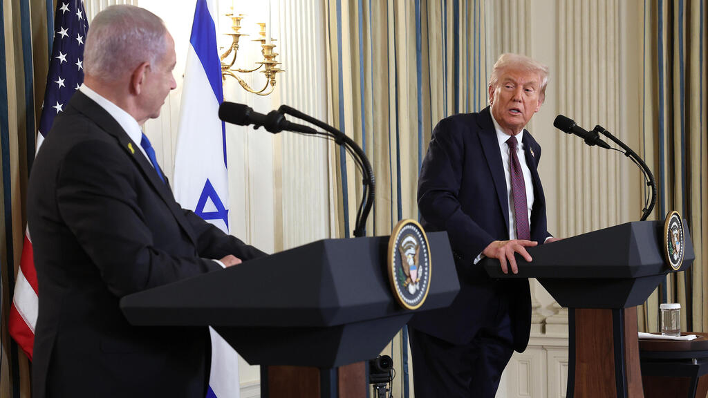  טראמפ ונתניהו במסיבת עיתונאים בבית הלבן
