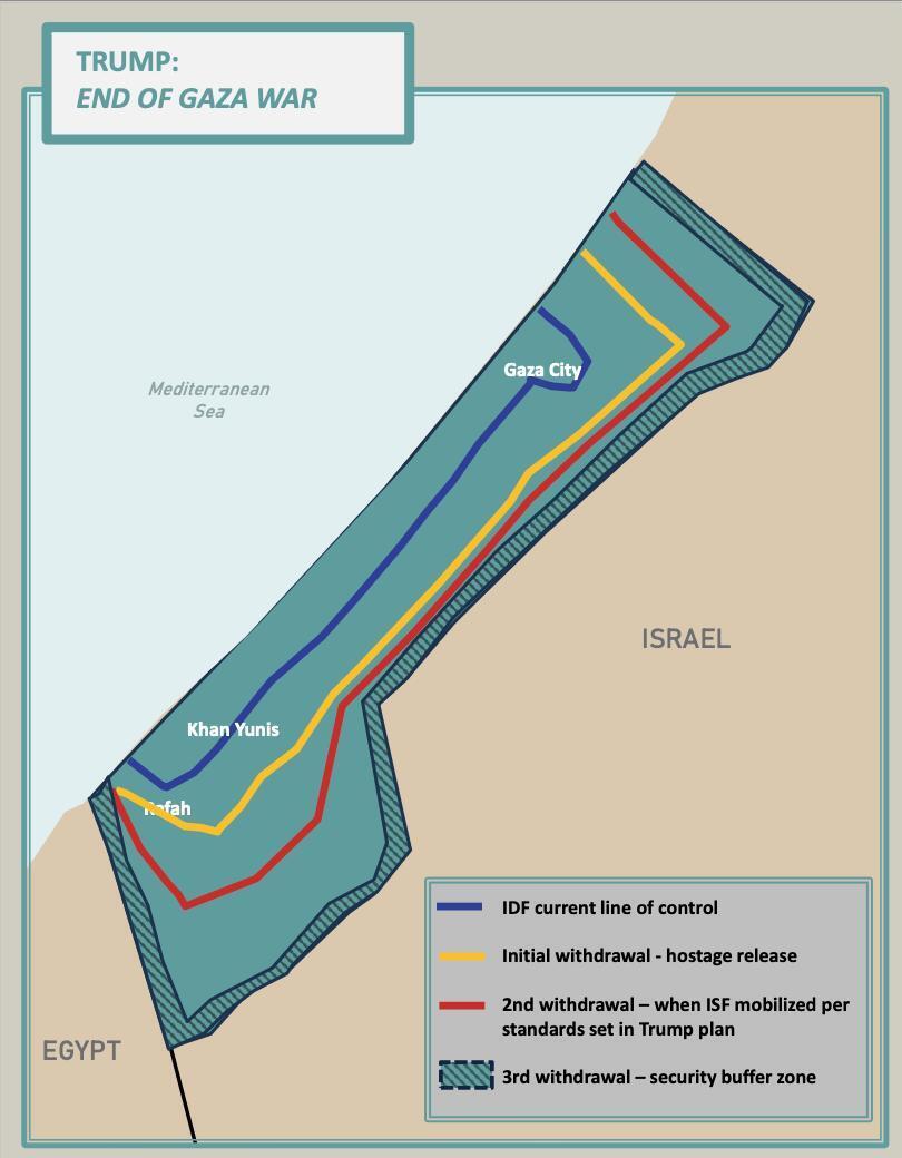 מפת הרצועה לפי התוכנית האמריקנית לסיום המלחמה