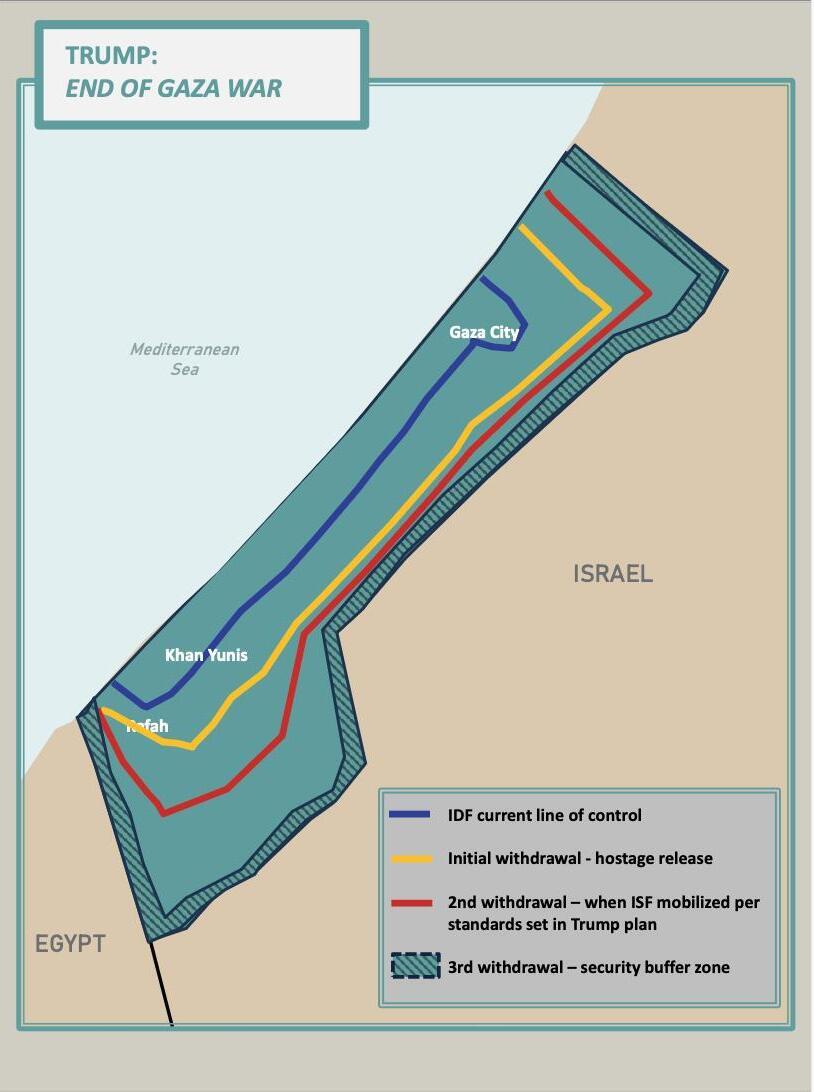 מפת הרצועה לפי התוכנית האמריקנית לסיום המלחמה