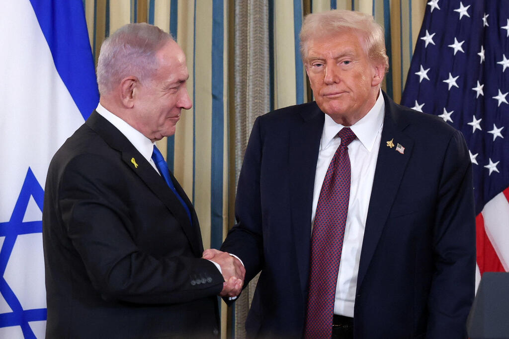 נתניהו וטראמפ במסיבת עיתונאים בבית הלבן