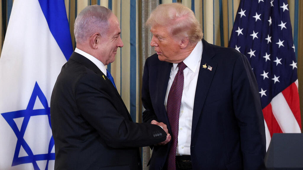 Prime Minister Benjamin Netanyahu and President Donald Trump met last month at the White House (Photo: Jonathan Ernst/Reuters) נתניהו וטראמפ במסיבת עיתונאים בבית הלבן