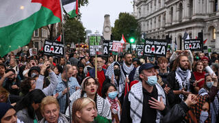 לונדון בריטניה הפגנה אנטי-ישראלית נגד ישראל פרו-פלסטינית פרו-פלסטינים בעקבות מעצר פעילי משט ל עזה