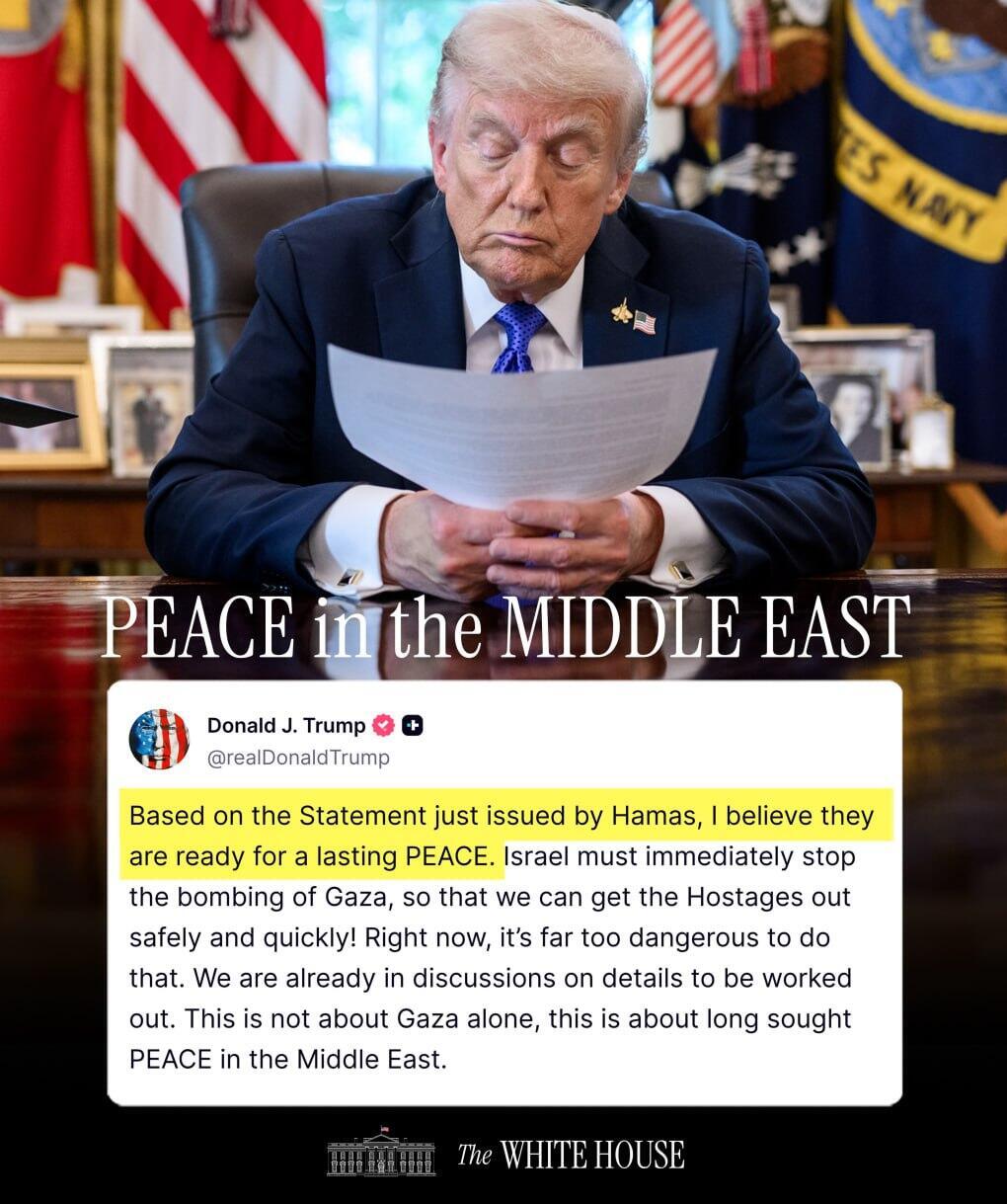 הודעת הבית הלבן על תגובת טראמפ לתשובת חמאס