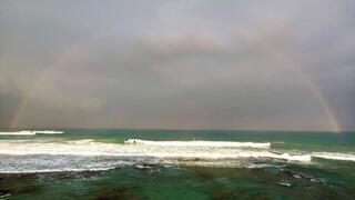 קשת הבוקר בגן הלאומי חוף פלמחים
