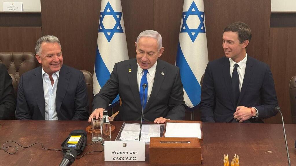 Виткофф, Кушнер и Нетаниягу (Фото: Мааян Туаф, ЛААМ) נתניהו נפגש עם ויטקוף וקושנר
