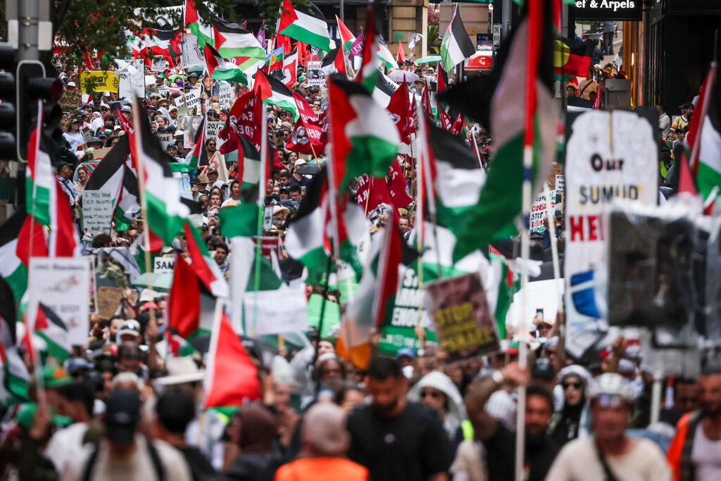 Pro-Palestinian rally in Sydeny, Sunday (Photo: DAVID GRAY / AFP) סידני אוסטרליה