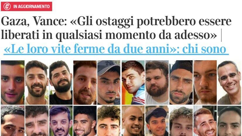 Живые заложники в итальянской газете סיקור בעולם לקראת חזרת חטופים קוריירה דלה סרה