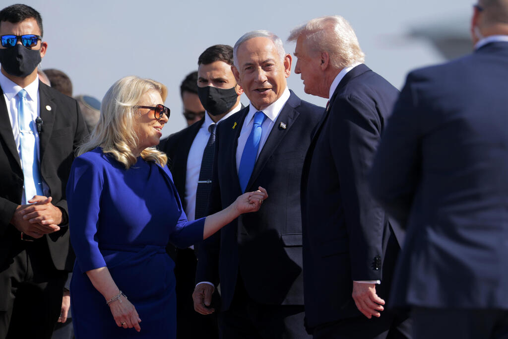 בנימין נתניהו יצחק הרצוג קבלת פנים ל נשיא ארה"ב דונלד טראמפ ב בנתב"ג