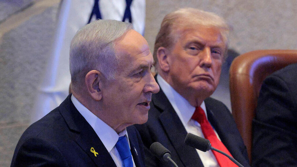 Prime Minister Benjamin Netanyahu and U.S. President Donald Trump (Photo: Jalaa Marey/ Reuters, Chip Somodevilla/ AFP) נאום דונלד טראמפ בכנסת ישראל